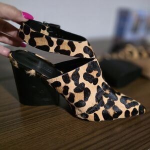 Leopard Cheetah Print Mules Western Cowboy with Block Heel 8.5